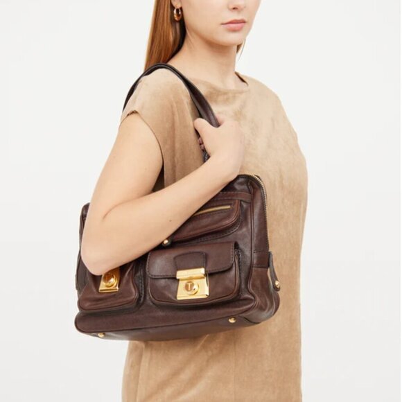 Tod's Brown Leather Took Tracolla Media Bag Shoulder Handbag Pusre Retro - Picture 2 of 16